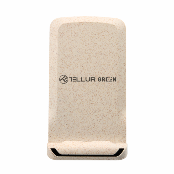 Tellur Green Qi bezdrátový fast desk charger, 15W, krém