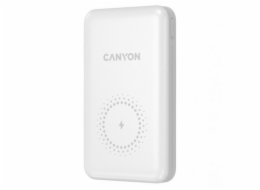 CANYON powerbanka PB-1001B PD&QC3.0,10 000mAh,Qi&AppleMagSafe,In 5/9V (Lightning/USB-C),Out 5/9/12V (USB-A+USB-C),bílá
