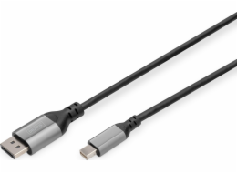 DIGITUS 8K DisplayPort Cable 1.4 60Hz, mini DP/DP, Alu black 1m