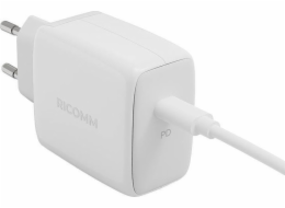 Ricomm nabíječka 45W GaN síťová nabíječka Ricomm RC451 EU, 1xUSB-C + USB-C kabel 2,1m
