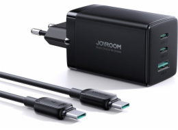 Joyroom nabíječka Joyroom TCG01 GaN 65W síťová nabíječka 2x USB-C, 1x USB-A černá + USB-C/USB-C kabel 100W 1,2m
