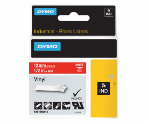 Dymo Rhino Band IND, Vinyl 12 mm x 5,5 m bila na cervene