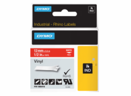 Dymo Rhino Band IND, Vinyl 12 mm x 5,5 m bila na cervene