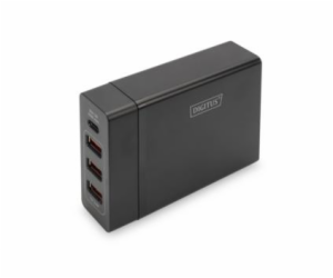 Digitus 4-portová USB nabíječka, 72 W, 1xUSB-C (PD), 5,9,...