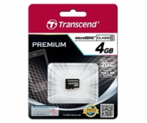 TRANSCEND MicroSDHC karta 4GB Class 10, bez adaptéru