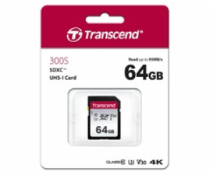 TRANSCEND SDXC karta 64GB 300S, UHS-I U3 V10 (R:100/W:25 ...