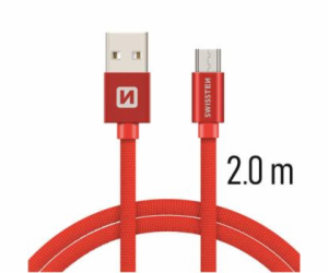 Swissten Datový Kabel Textile Usb / Micro Usb 2,0 M Červený