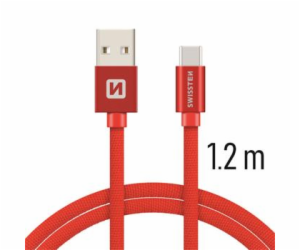 Swissten Datový Kabel Textile Usb / Usb-C 1,2 M Červený