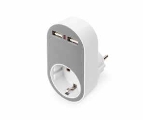 DIGITUS univerzální zásuvkový adaptér 2 x USB-A