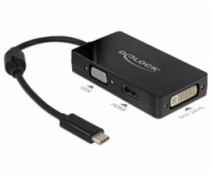 DeLOCK USB adaptér, USB-C zástrčka > VGA + HDMI + DVI zás...