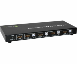 Techly Techly Switch 4 porty HDMI / USB KVM Switch 4x1 se...