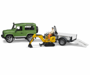 Bruder LAND ROVER + přepravník, mikrobagr JCB