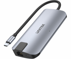 UNITEK uHUB P5+ USB 2.0 Type-C Černá, Šedá