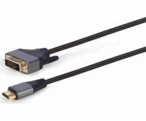 Kabel HDMI na DVI, opletený 1,8m, pozlacené konce