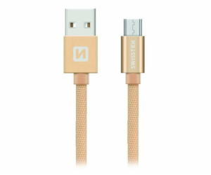 Swissten Datový Kabel Textile Usb / Micro Usb 2,0 M Zlatý