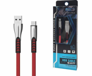 USB CABLE TYP-C 2.4A RED FLAT 2400mAh QUICK CHARGER QC 3....