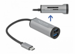 Delock Hub USB 3.2 Gen 1 se 2 porty a s připojením USB Type-C a slotem pro kartu SD + Micro SD 64115