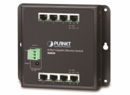 Planet průmyslový plochý switch 8x1Gb, 12-48VDC/24VAC, IP30, -10/60°C, fanless