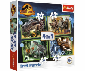 Puzzle 4v1 Strašidelní dinosauři Jurský svět