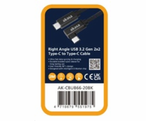 AKASA kabel USB 3.2 Gen2x2 Type-C na C Cable, pravoúhlý, ...