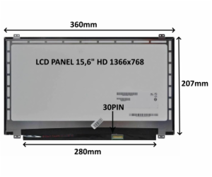 LCD PANEL 15,6" HD 1366x768 30PIN LESKLÝ / ÚCHYTY NAHOŘE ...