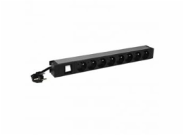 LEGRAND PDU Základní, 1U-19", výstup 8x 230V (CZ/FR), 1-fáze 16A, vstup CZ vidlice - kabel 3m, vypínač s LED indikací na