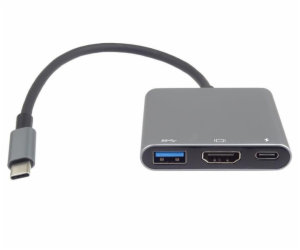 PremiumCord Adaptér USB-C na HDMI + USB3.0 + PD, rozlišen...