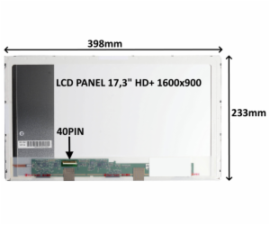 LCD PANEL 17,3" HD+ 1600x900 40PIN LESKLÝ / ŠROUBOVÁNÍ Z ...