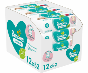 Pampers Sensitive dětské čisticí ubrousky 12 x 52 ks