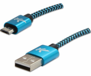 USB kabel Logo USB-A - microUSB 2 m Černomodrý