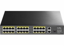 FS1026PS1 Switch 24xFE PoE+ 300W 1xSFP