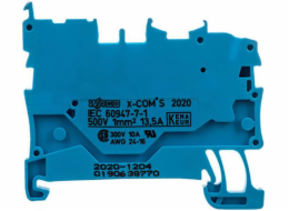 Wago X-COMS základní konektor, 1-drát, 1-pin, modrý (2020-1204)