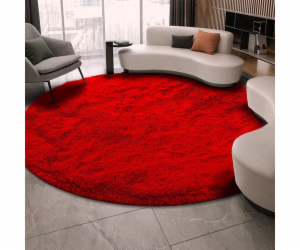 Strado Kulatý koberec Shaggy Strado 80x80 BloodyRed (Ligh...