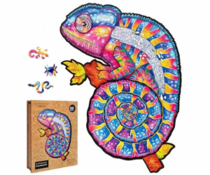 Puzzle Puzzler dřevěné, barevné - Hypnotický chameleon