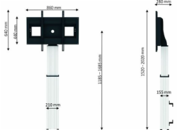 Neomounts  PLASMA-W2500SILVER / Motorised Floor Stand/Wall Mount - VESA 200x200 up to 800x600 / Silver