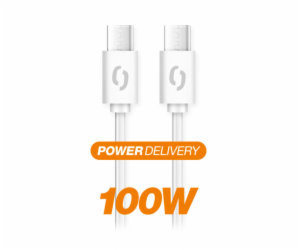 Datový kabel ALIGATOR POWER 100W, USB-C/USB-C 5A, 1,5m bílý