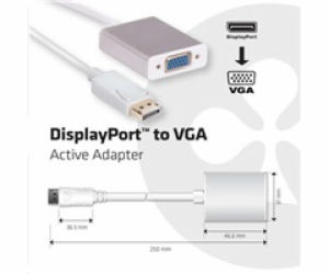 Club3D Adaptér aktivní DisplayPort na VGA (M/F), 25cm