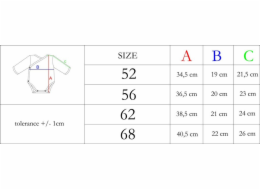 Kojenecké bavlněné body s bočním zapínáním dlouhý rukáv Nicol Bambi Vel.56 (0-3m)