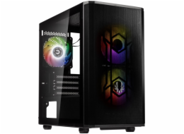 BitFenix skříň Flow ARGB/ ATX / 4x120mm ARGB fan / 2xUSB 3.0  / tvrzené sklo / černá