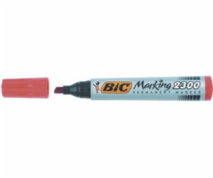 Bic permanentní popisovač 2300, zkosený hrot, červený