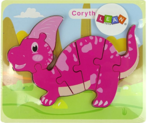 Import leantoys Wooden Puzzle Dinosaur Corythosaurus Pink