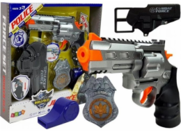 LEANToys Set Revolver 20cm Odznak Pouzdro na píšťalku Zvukové světelné efekty