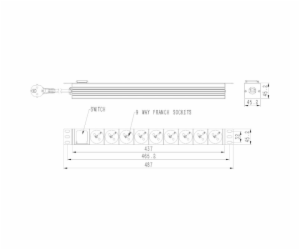  Rack napájecí lišta PDU 9xFR 1U 16A FR 2m