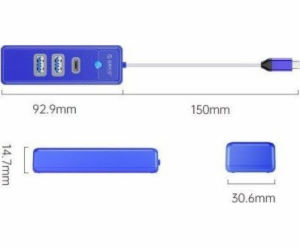 Orico USB HUB ORICO USB-C HUB 2X USB-A 3.1 + USB-C, MODRÁ