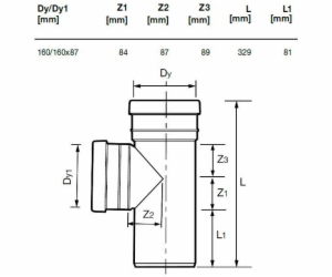 Venkovní drenážní tričko Wavin, O 160 / 160 mm, 87°