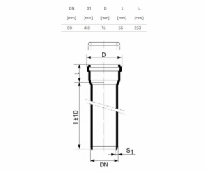 Vnitřní kanalizační potrubí Magnaplast Skolan O 58mm, 0,25m