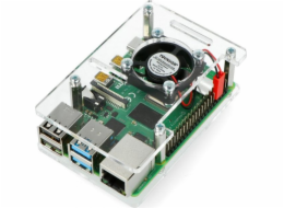 Gravlaser Otevřené pouzdro pro Raspberry Pi 4B/3B+/3B/2B s ventilátorem - průhledné