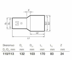 Připojení s drenážní trubkou Wavin, O 110/113 mm