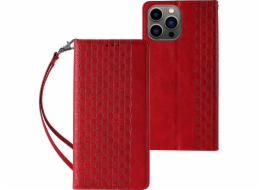 Hurtel Magnet Strap Case pro Samsung Galaxy S23+ flip cover peněženka mini stojánek na šňůrku červený