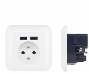 PLATINET WALL SOCKET FRENCH + 2 USB 2.1A [43964]